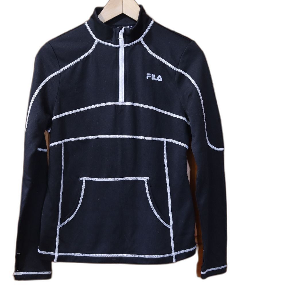 Fila Black and White 1/4 Zip Sweatshirt Medium